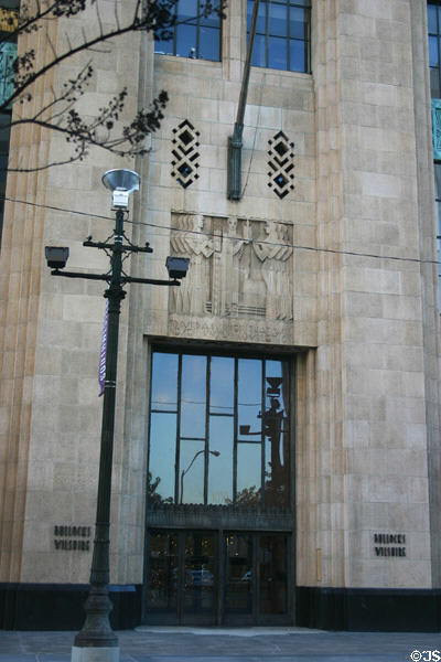 Moderne portal of Bullocks Wilshire Department Store. Los Angeles, CA.
