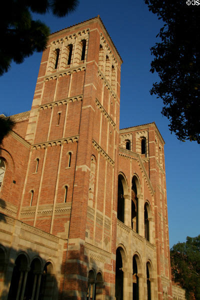 Church-like Royce Hall is UCLA's main auditorium theater derived from St. Ambrosio in Milan. Los Angeles, CA.