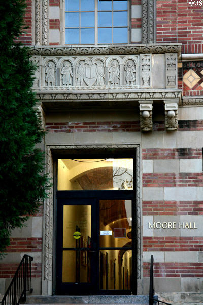Medieval-style entrance of Moore Hall. Los Angeles, CA.