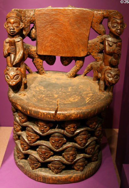 Cameroon Grassfields ceremonial chair (early 20thC) at Fowler Museum. Los Angeles, CA.