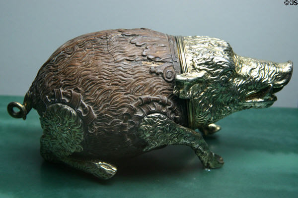 Cup in form of wild sow (c1600) by Kleebühler from Augsburg, Germany at Fowler Museum. Los Angeles, CA.