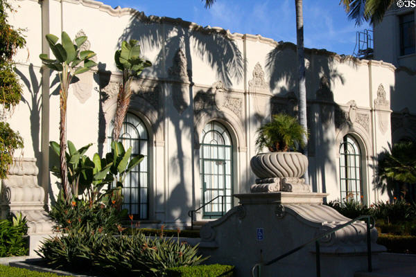 Palm shadows on wing of Beverly Hills City Hall. Beverly Hills, CA.