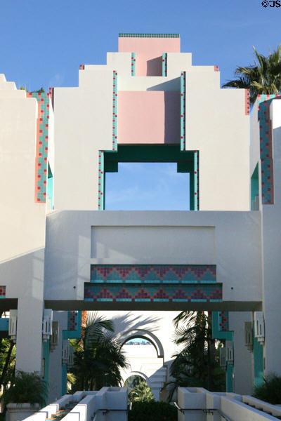 Art Deco-style archway at Beverly Hills Civic Center. Beverly Hills, CA.