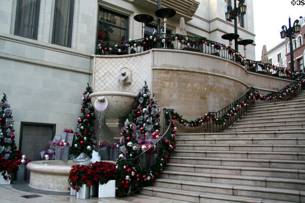 Steps of Via Rodeo with Tiffany store in Two Rodeo complex. Beverly Hills, CA.