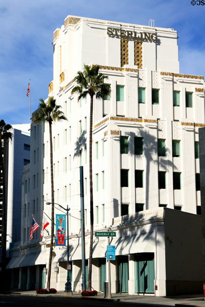 California Bank (now Sterling) Building (1929) (7 floors) (9441 Wilshire Blvd.). Beverly Hills, CA. Style: Art Deco. Architect: John Parkinson & Donald B. Parkinson.