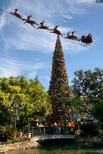 Christmas decorations with Santa's sleigh at The Grove shopping center. Los Angeles, CA.