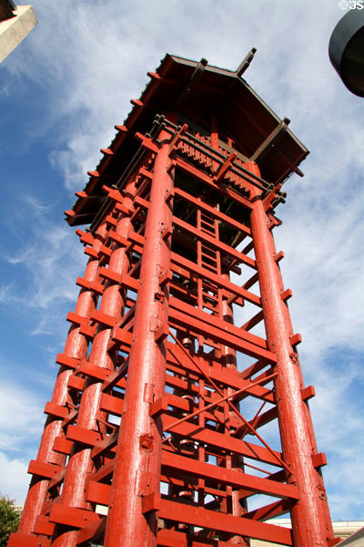 Traditional Japanese lookout tower at Japanese Village Plaza. Los Angeles, CA.