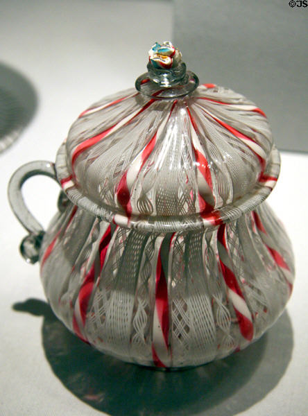 Venetian covered glass jug (18thC) at LACMA. Los Angeles, CA.