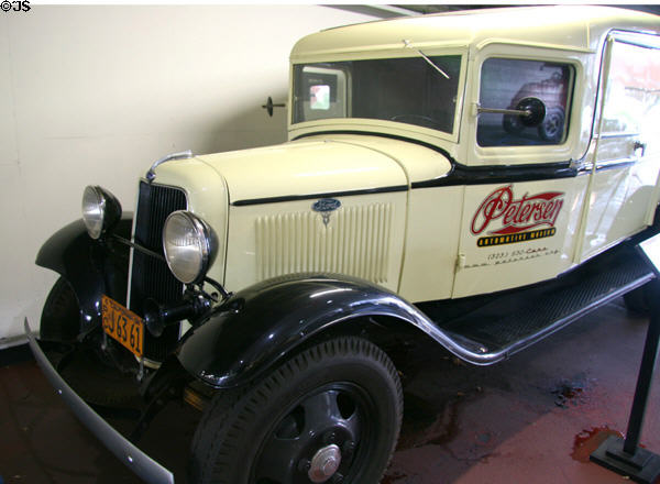 Ford Model 1.5-ton panel truck (1934) formerly used by Steve McQueen at Petersen Automotive Museum. Los Angeles, CA.