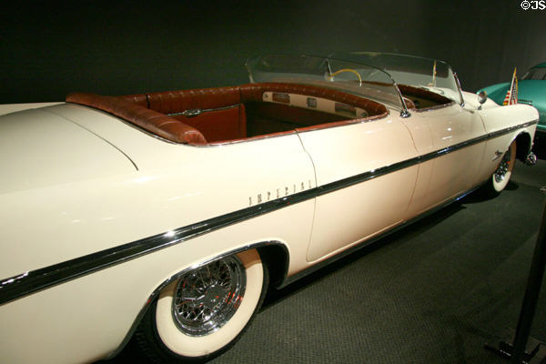 Open seats of Chrysler Imperial Parade Phaeton (1952) used by President Dwight D. Eisenhower at Petersen Automotive Museum. Los Angeles, CA.