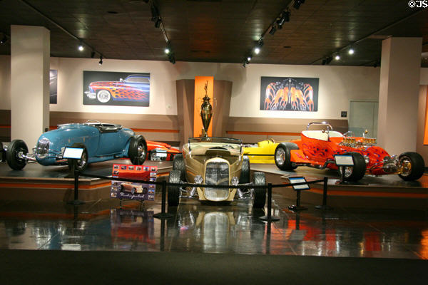 Custom hot rod gallery at Petersen Automotive Museum. Los Angeles, CA.