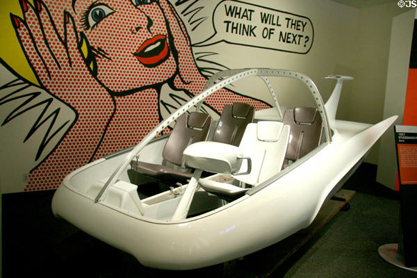 Mockup of Studebaker-Packard Astral (1957) atomic-powered hover car at Petersen Automotive Museum. Los Angeles, CA.