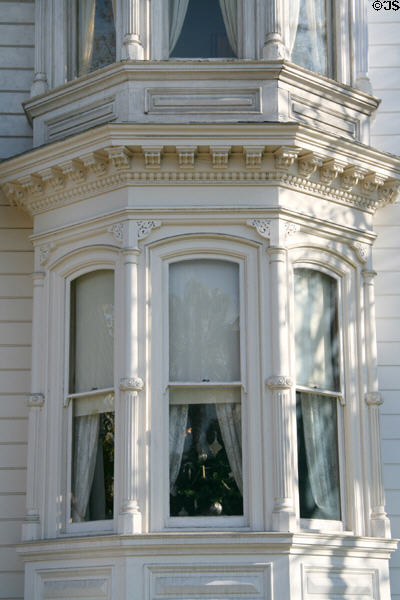 Bay window on William Hayes Perry Mansion at Heritage Square Museum. Los Angeles, CA.