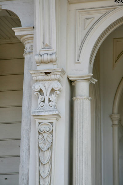 Column carvings on William Hayes Perry Mansion at Heritage Square Museum. Los Angeles, CA.