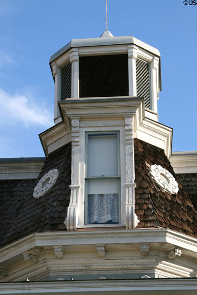 Cupola with mansard roof of Valley Knudsen house at Heritage Square Museum. Los Angeles, CA.