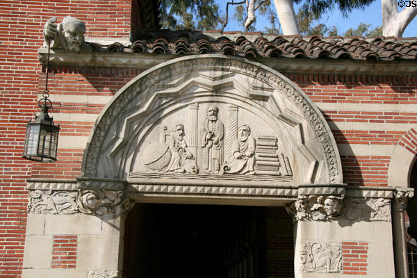 Philosophical themed carving on Mudd Hall at USC. Los Angeles, CA.