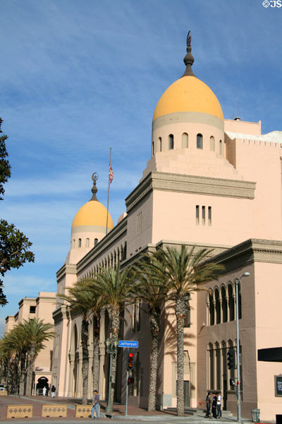 Shrine Auditorium (Al Malaikah Temple) (1920-6) (665 W. Jefferson Blvd.). Los Angeles, CA. Architect: John C. Austin, A.M. Edelman, G. Albert Lansburgh. On National Register.