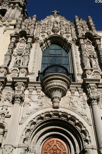 Spanish Colonial Revival facade decorations of Saint Vincent Catholic Church. Los Angeles, CA.