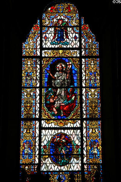 Stained glass window in Saint Vincent Catholic Church. Los Angeles, CA.