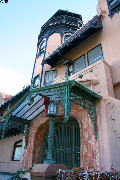 Entry facade of Doheny Mansion. Los Angeles, CA.