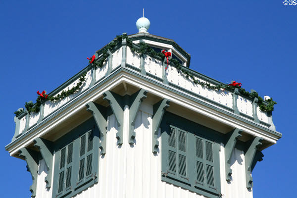 Tower details of Point Fermin Lighthouse Museum. San Pedro, CA.