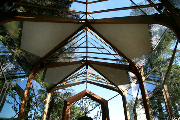 Glass ceiling of Wayfarers Chapel. Rancho Palos Verdes, CA.