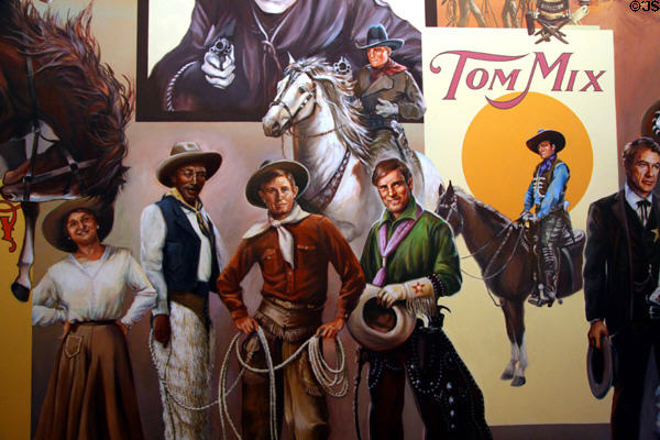 Sprits West mural showing early Western film stars at Autry National Center. Los Angeles, CA.