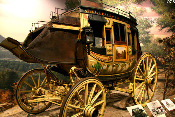 Concord mail stage coach (c1855) by Abbott & Downing used by California Stage Co. at Autry National Center. Los Angeles, CA.