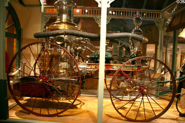 Silsby steam pumper (1874) used by Carson City volunteer fire department at Autry National Center. Los Angeles, CA.