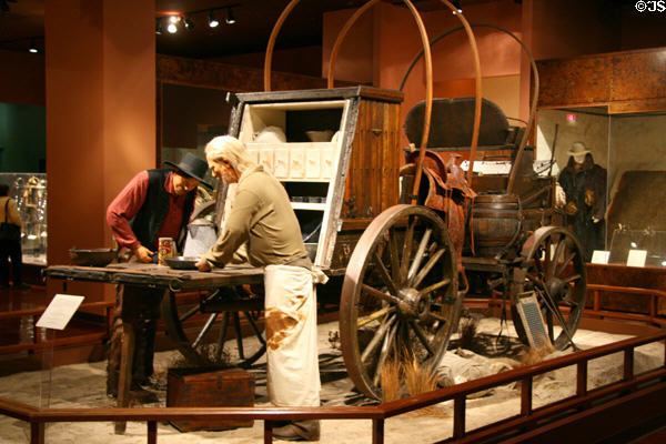 Chuckwagon for cowboy cattle trail drives at Autry National Center. Los Angeles, CA.