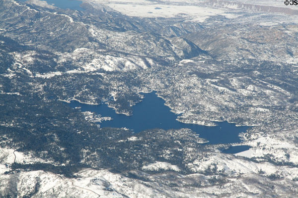 Aerial view of Lake Arrowhead, CA.
