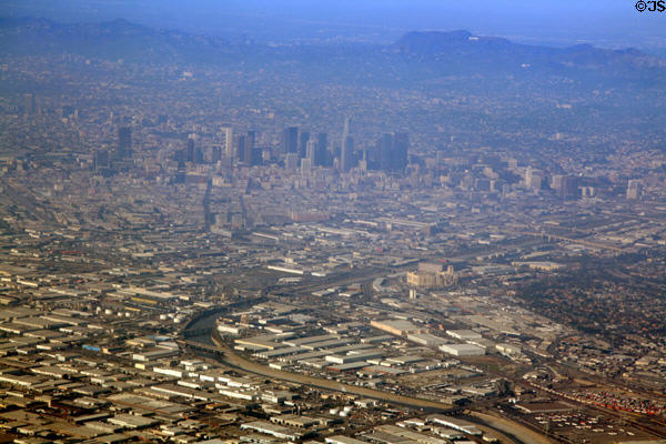 Aerial view of downtown Los Angeles, CA.
