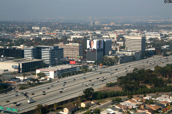Aerial view of San Diego Freeway near Los Angeles International Airport. CA.