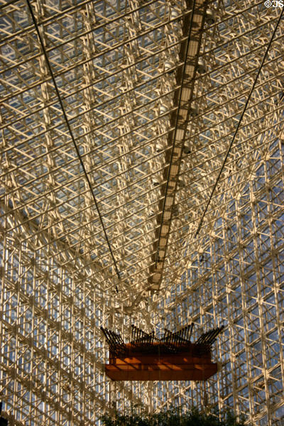 Ceiling structure with organ pipes in Crystal Cathedral. Garden Grove, CA.
