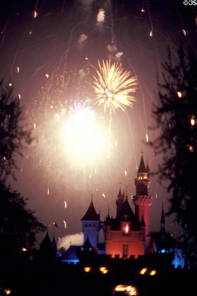 Fireworks over castle at Disneyland ®. Anaheim, CA.