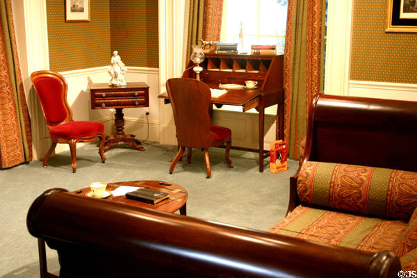 Replica of Lincoln Sitting Room of White House where Nixon spent much of his time recreated at Nixon Library. Yorba Linda, CA.
