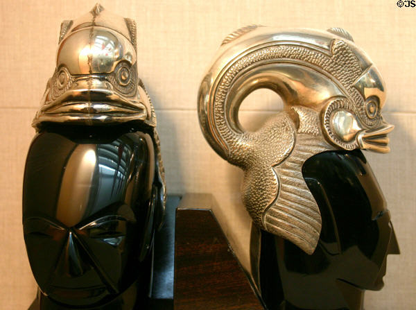 Obsidian & silver bookends given to Nixon by Mexico's President Gustavo Diaz Ordaz at Nixon Library. Yorba Linda, CA.