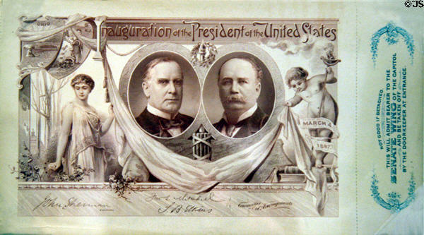 Inaugural ticket for William McKinley (1897) in private collection. CA.