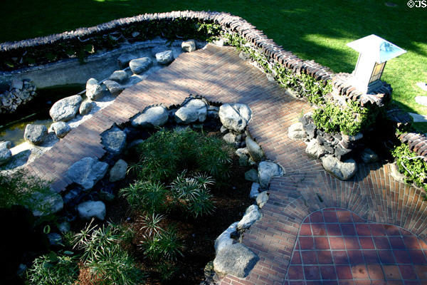 Gamble house garden path from above. Pasadena, CA.