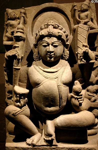 India: Kubera god of wealth (11thC) of sculpted sandstone from Uttar or Madhya Pradesh, Norton Simon Museum. Pasadena, CA.
