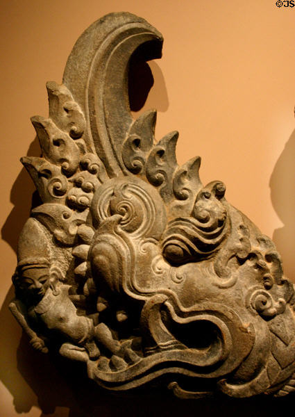 Vietnam: Mythical animal & celestial female (11th-12thC) of sculpted sandstone in Norton Simon Museum. Pasadena, CA.