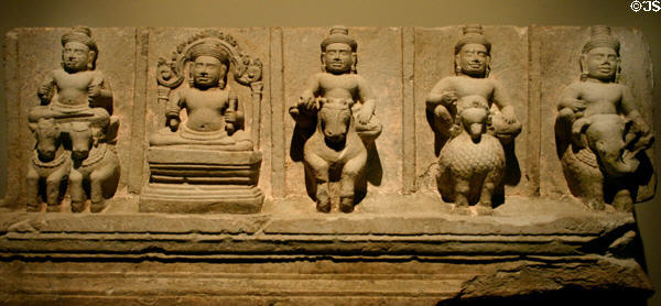 Cambodia: Stele with five planetary deities (10thC) of sculpted sandstone in Norton Simon Museum. Pasadena, CA.