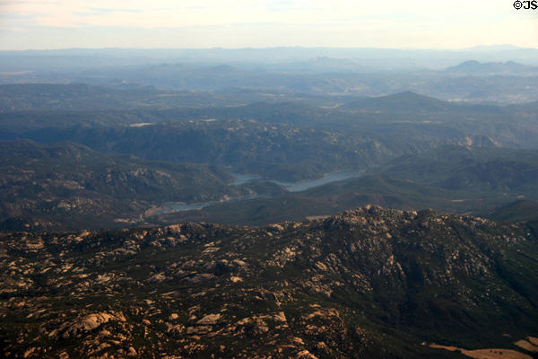 Aerial view of reservoir east of San Diego. CA.
