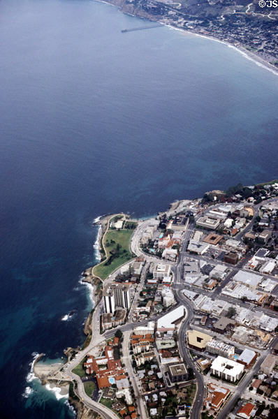 Aerial view of La Jolla & pier marking UCSD. San Diego, CA.