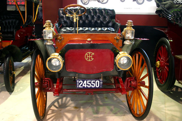 Front view of International Harvester Model A Auto-Wagon (1909) from Akron, OH, at San Diego Automotive Museum. San Diego, CA.
