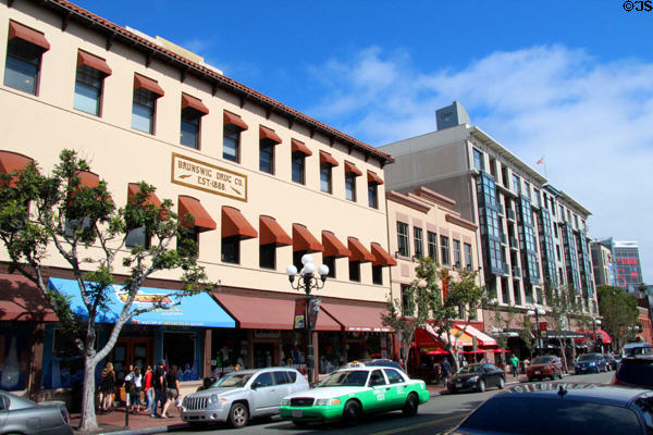 Streetscape of Gaslamp Quarter. San Diego, CA.