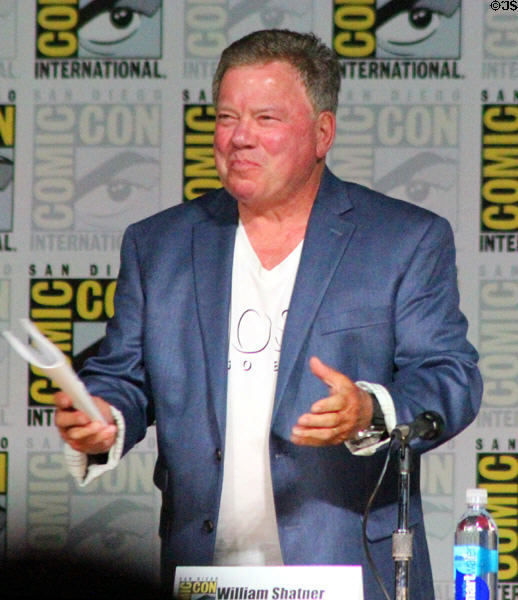 Actor William Shatner speaks at Comic-Con International. San Diego, CA.