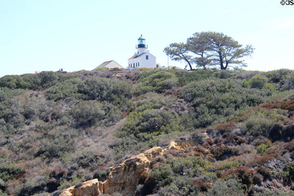 Old Point Loma Lighthouse in landscape of Cabrillo National Monument. San Diego, CA.