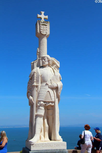 Replica of Cabrillo statue (1939; replaced 1988 after original corroded) by Alvaro de Bree created for World's Fair in San Francisco at Cabrillo National Monument. San Diego, CA.