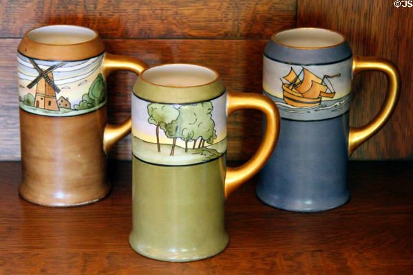 Arts & crafts ceramic cups at Marston House Museum. San Diego, CA.